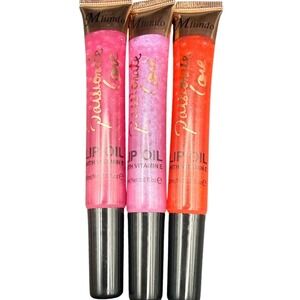 Mundo Passionate‎ Love Lip Oil Set 3pc Vitamin E Ultra Shiny Gloss Pink Red 18ml
